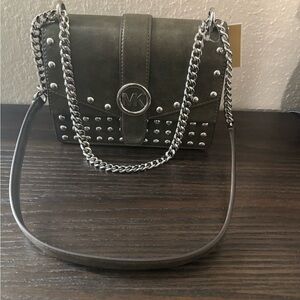 NEW AUTHENTIC Michael Kors Greenwich Dark Green Studded Flap Crossbody Bag